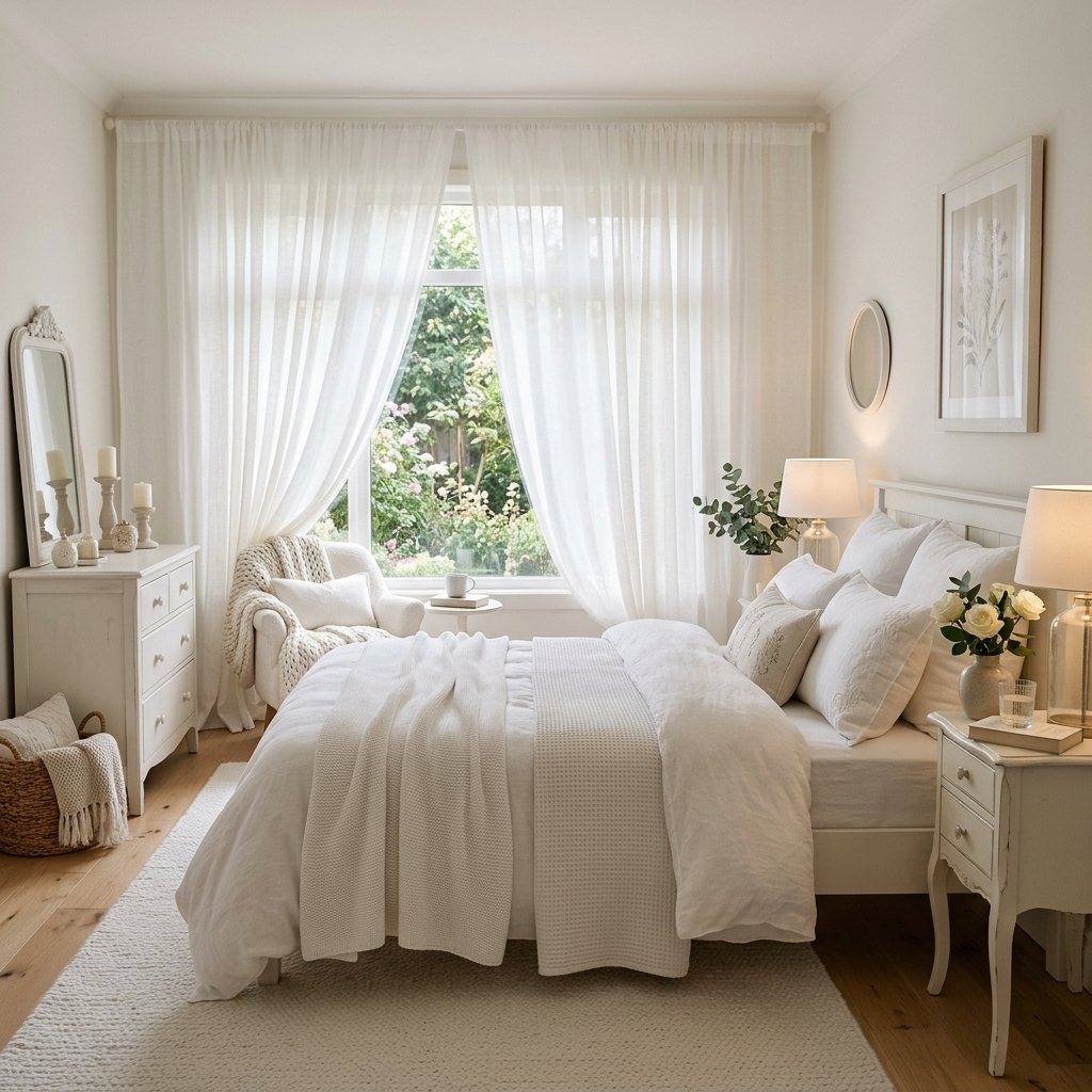 18 White Bedroom Ideas That Look Straight Out of a Pinterest Dream 13 Romantic White Bedroom With Sheer Curtains