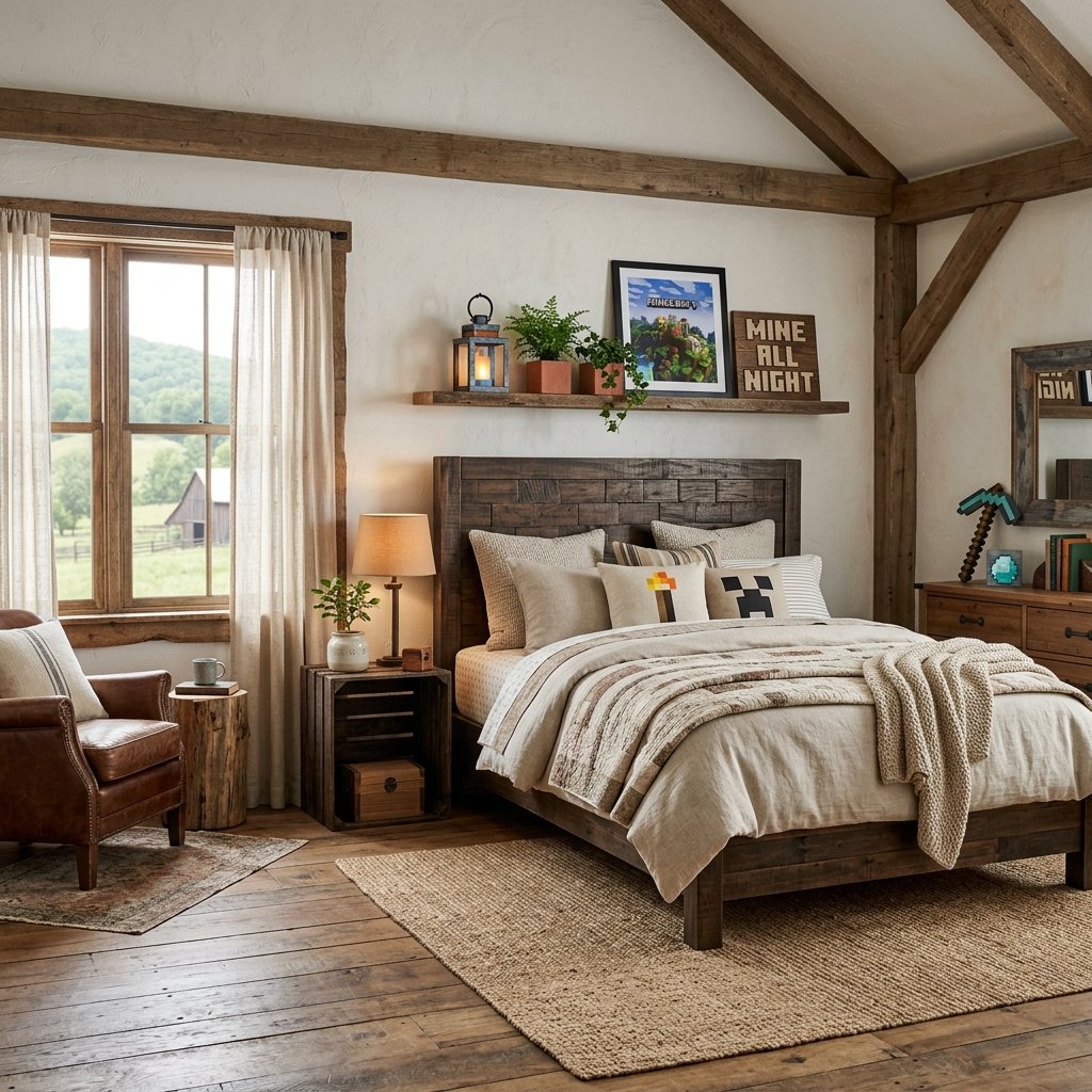 17 Minecraft Bedroom Ideas That Are Seriously Cooler Than Your Last Build 7 Rustic Farmhouse Bedroom