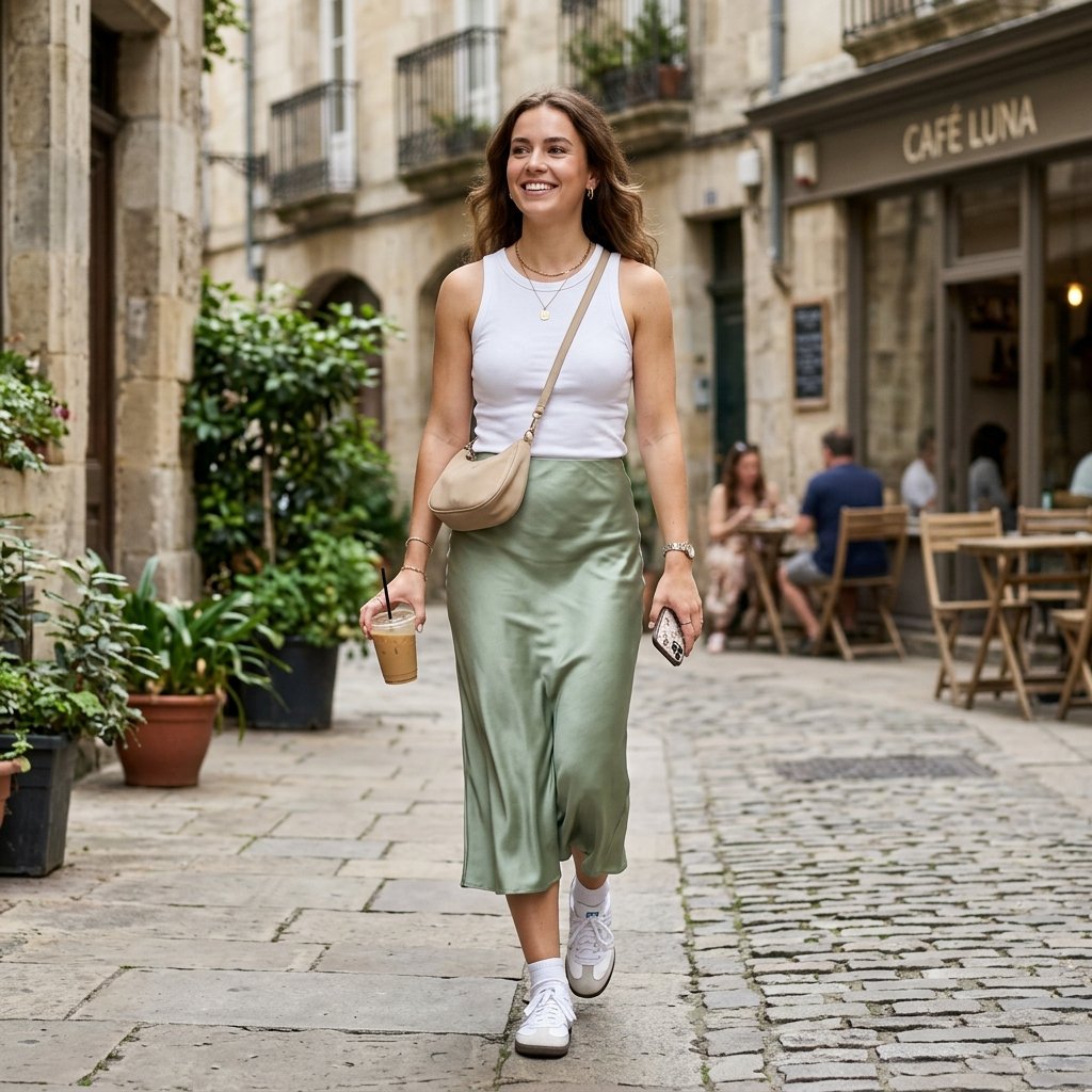 15 Cute Outfit Ideas That Make You Look Effortlessly Stylish (Without Trying Too Hard) 15 Satin Skirt Basic Tank