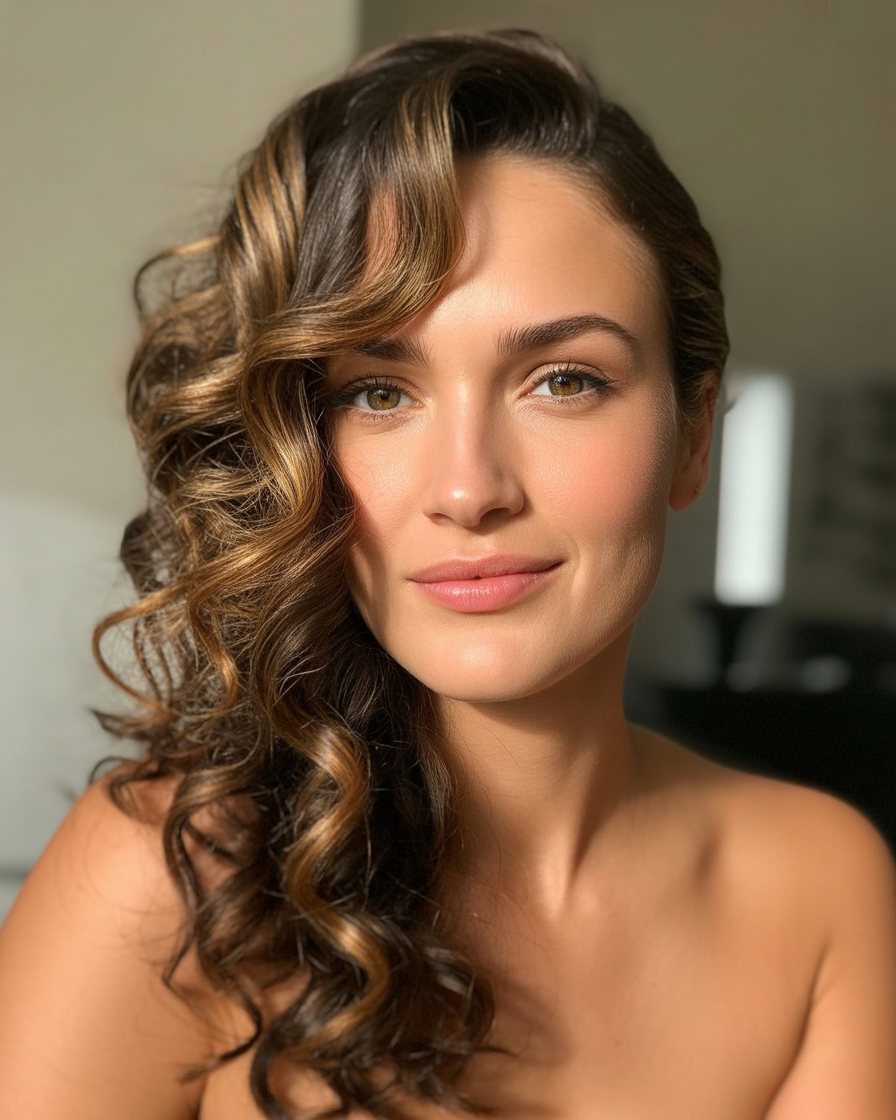 16 Quinceañera Hairstyles Ideas That Will Have Everyone Asking “Wait… Who Did Your Hair?!” 14 Side-Swept Glam Curls