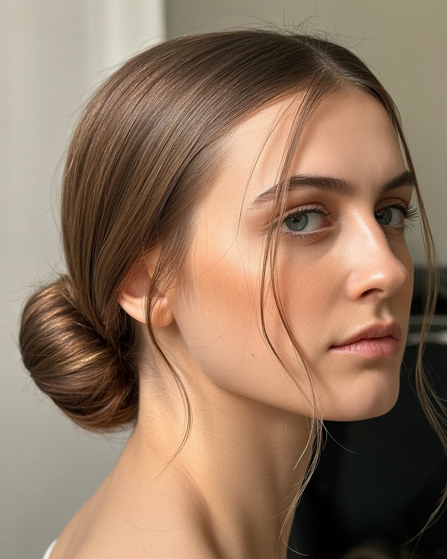 16 Quinceañera Hairstyles Ideas That Will Have Everyone Asking “Wait… Who Did Your Hair?!” 6 Sleek Low Bun With Face-Framing Pieces