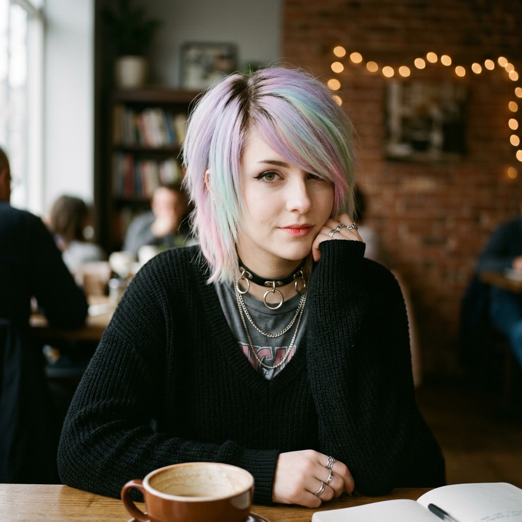 15 Emo Hairstyle Ideas That Are Giving Main Character Energy in 2026 11 Soft Pastel Emo Hair