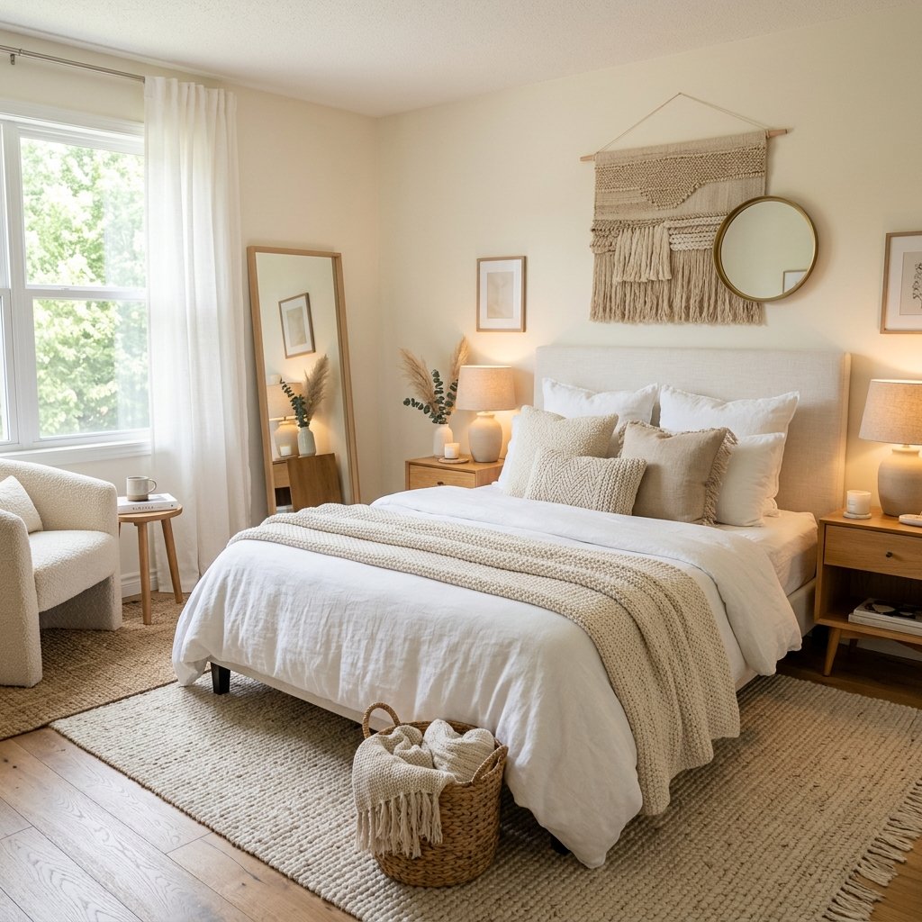 18 White Bedroom Ideas That Look Straight Out of a Pinterest Dream 11 Soft White Bedroom With Creamy Neutral Layers