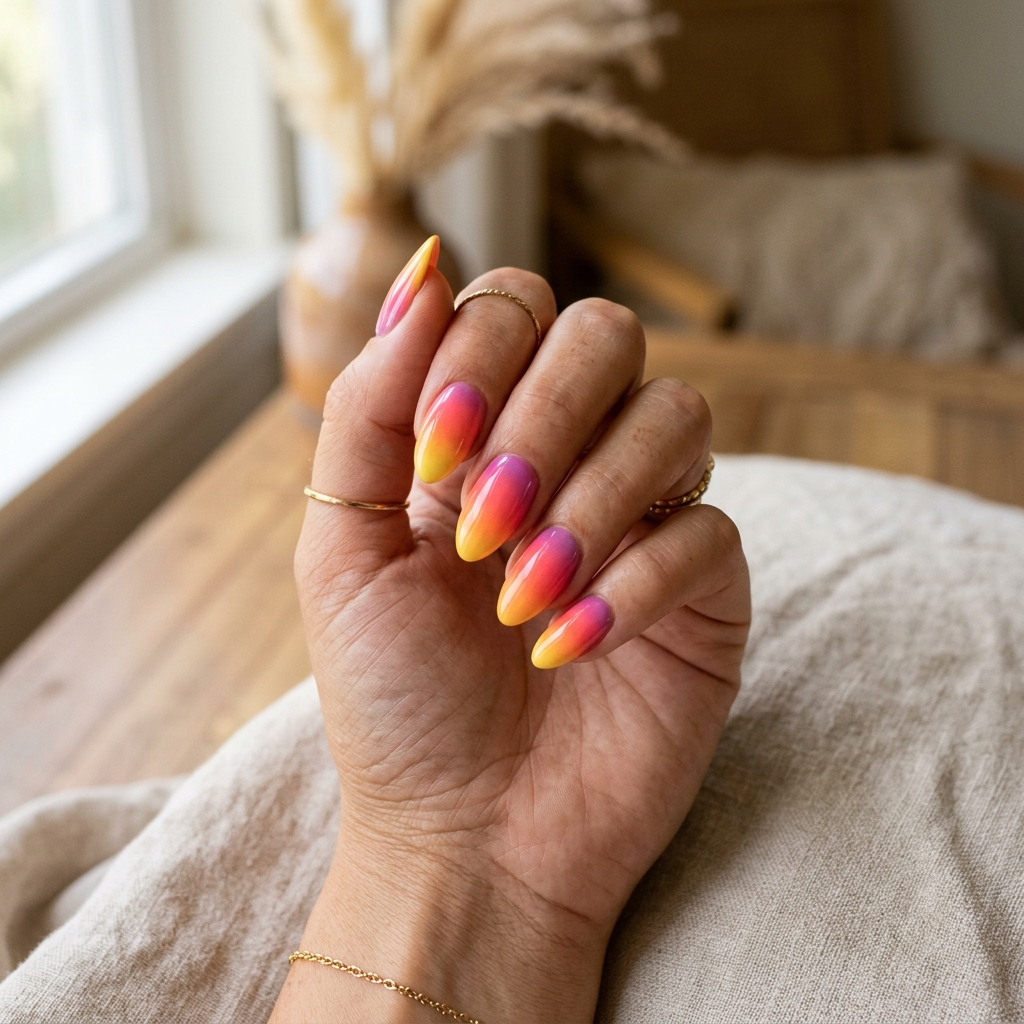 17 Summer Ombre Nails That Are Giving Main Character Energy All Season 2 Sunset Ombre Nails 1