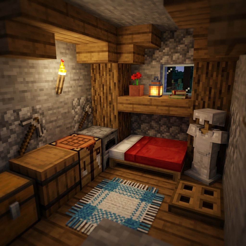 17 Minecraft Bedroom Ideas That Are Seriously Cooler Than Your Last Build 14 Tiny Survival Bedroom