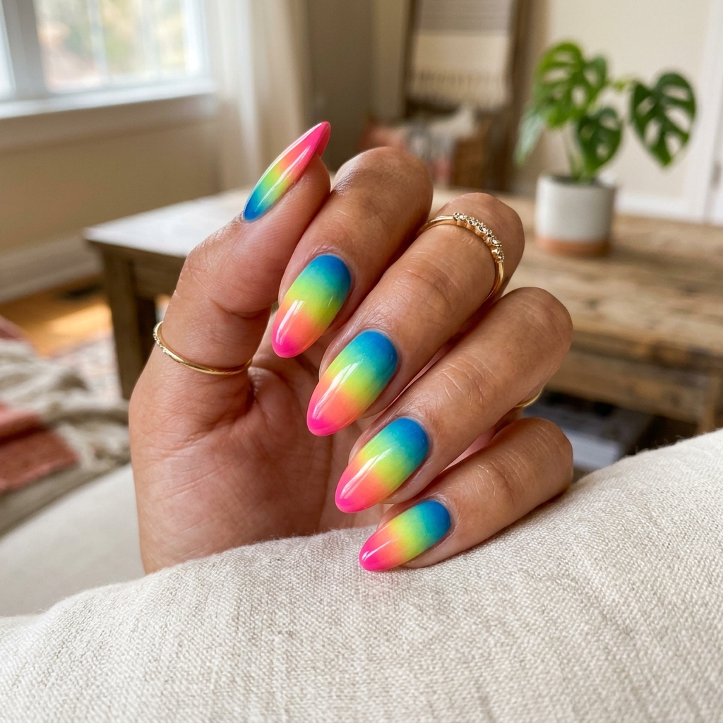 17 Summer Ombre Nails That Are Giving Main Character Energy All Season 8 Tropical Rainbow Ombre