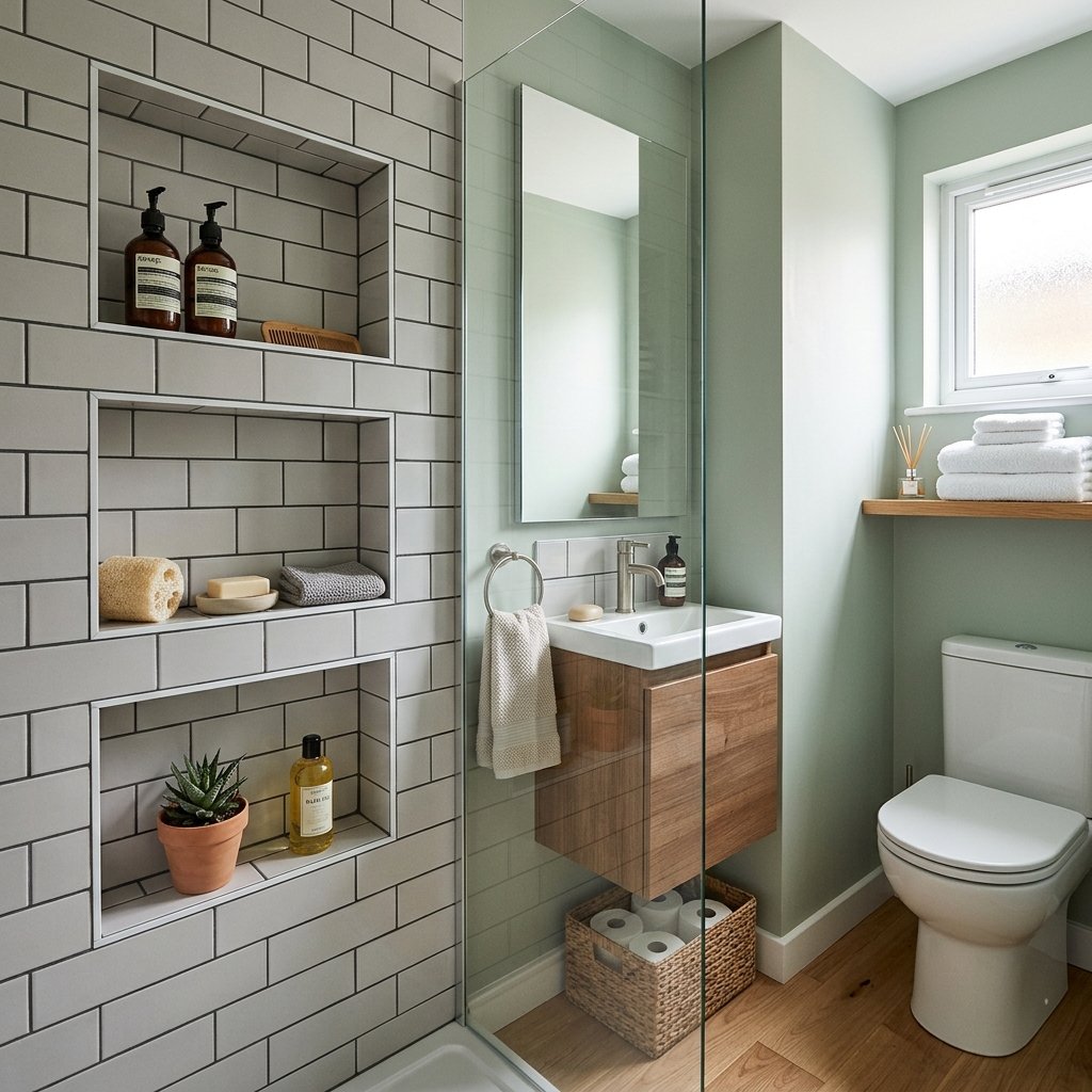 17 Tiny Bathroom Ideas That Make Small Spaces Look Seriously Expensive 16 Try Recessed Shelving