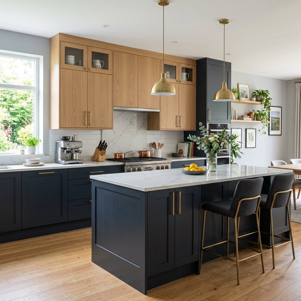 16 Kitchen Decor Ideas That Instantly Make Your Space Look Expensive (Without the Full Remodel Drama) 14 Try Two Tone Cabinets for Modern Drama