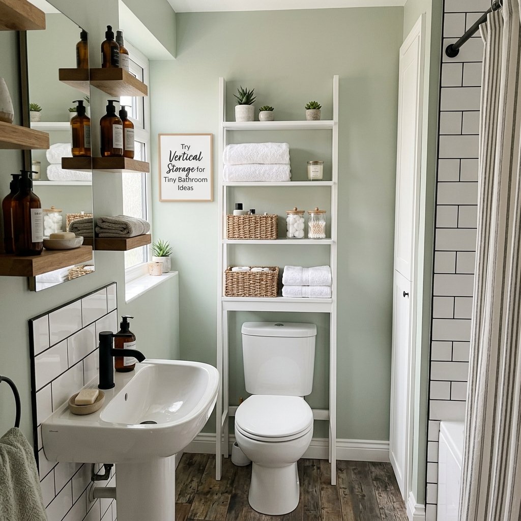 17 Tiny Bathroom Ideas That Make Small Spaces Look Seriously Expensive 6 Try Vertical Storage