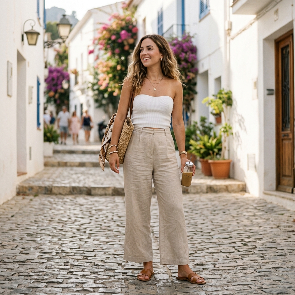16 Summer Outfit Ideas That Make Getting Dressed Way Too Easy in 2026 11 Tube Top Linen Pants