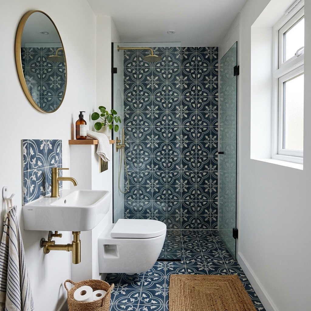 17 Tiny Bathroom Ideas That Make Small Spaces Look Seriously Expensive 12 Use One Statement Tile