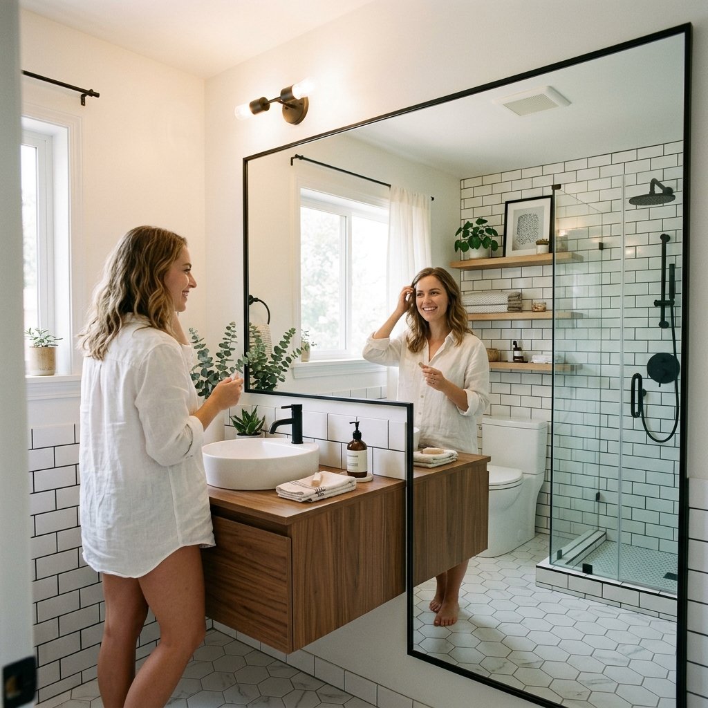 17 Tiny Bathroom Ideas That Make Small Spaces Look Seriously Expensive 4 Use Oversized Mirrors