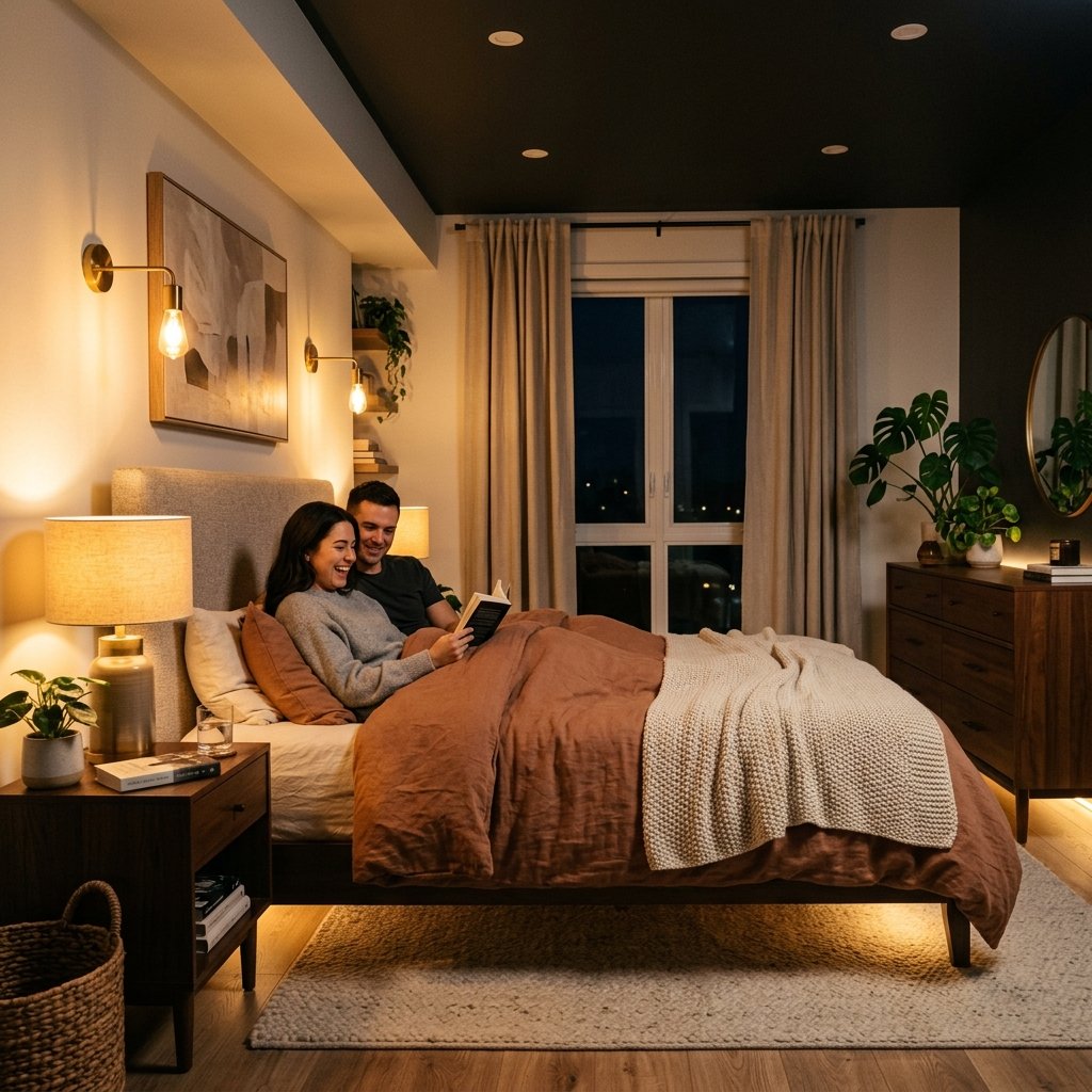 17 Modern Bedroom Ideas That Make Your Space Look Expensive Without Trying Too Hard 6 Warm Ambient Lighting Over Harsh Ceiling Lights