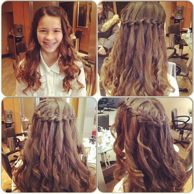 16 Quinceañera Hairstyles Ideas That Will Have Everyone Asking “Wait… Who Did Your Hair?!” 12 Waterfall Braid With Curls