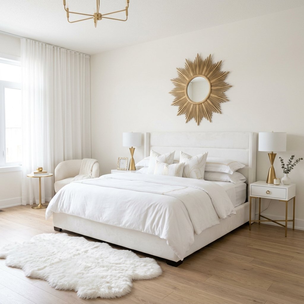 18 White Bedroom Ideas That Look Straight Out of a Pinterest Dream 6 White Bedroom With Gold Details