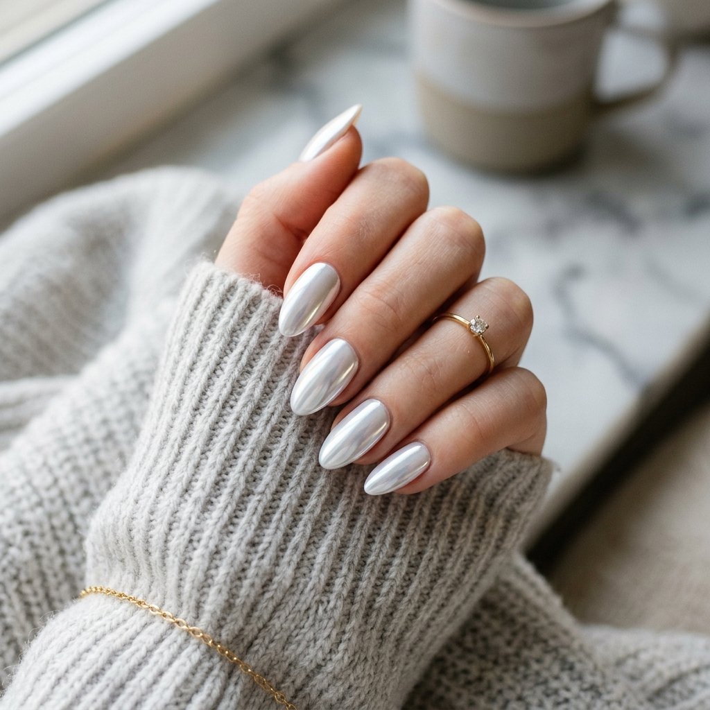 17 White Summer Nails That Scream “Clean Girl Energy” (And Honestly Go With Everything) 5 White Chrome Nails