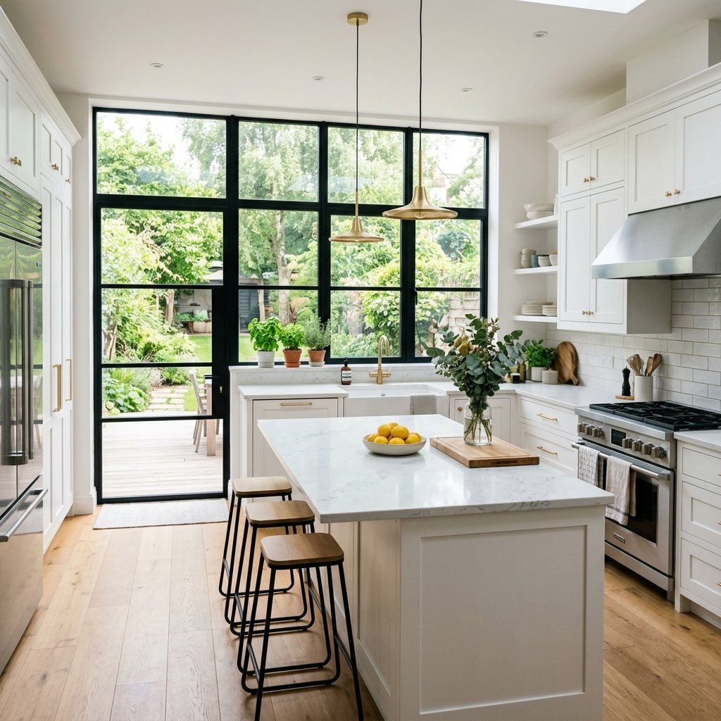 17 White Kitchen Ideas That Look Expensive Without Trying Too Hard 17 White Kitchen With Huge Windows