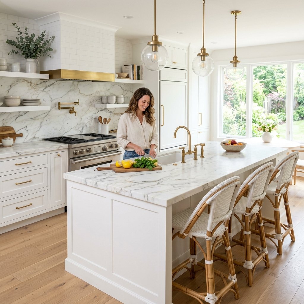 17 White Kitchen Ideas That Look Expensive Without Trying Too Hard 5 White Marble Countertops Everywhere