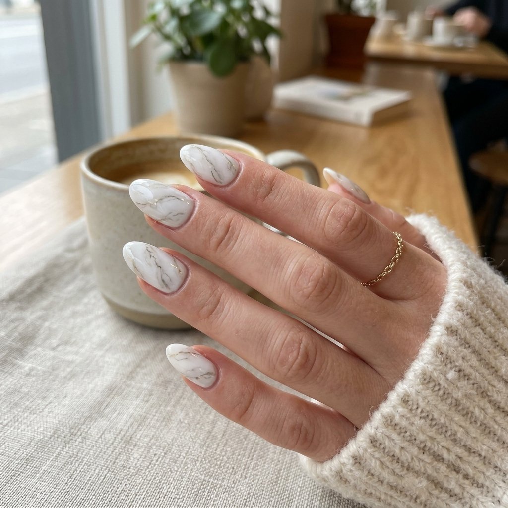 17 White Summer Nails That Scream “Clean Girl Energy” (And Honestly Go With Everything) 8 White Marble Nails