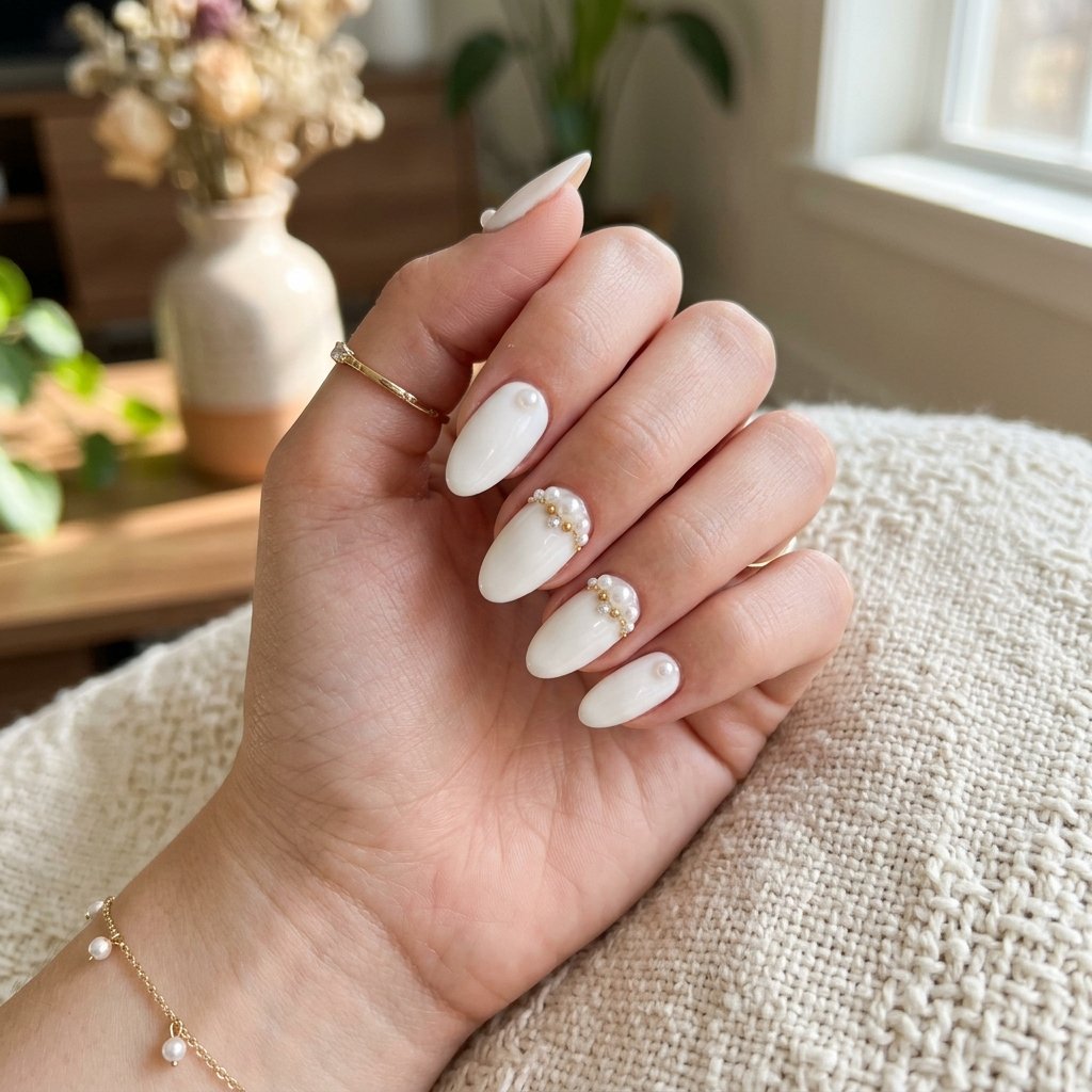 17 White Summer Nails That Scream “Clean Girl Energy” (And Honestly Go With Everything) 17 White Nails with Pearl Details