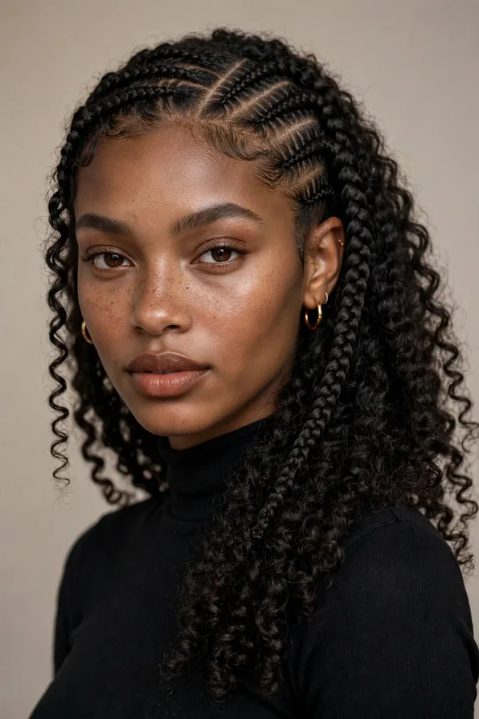 16 Curly Braided Hairstyles, Overheard During One Day at a Braiding Salon 16 braided 15 stitch braids side part