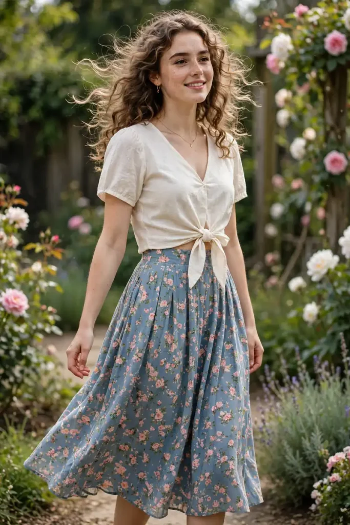 cut 12 tie front top midi skirt