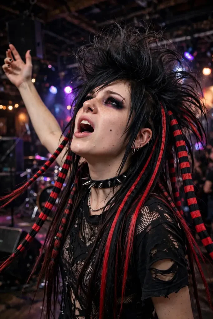 15 Emo Hairstyle Ideas, From 2000s Classics to Grown-Up Emo 5 emo 04 teased crown striped extensions
