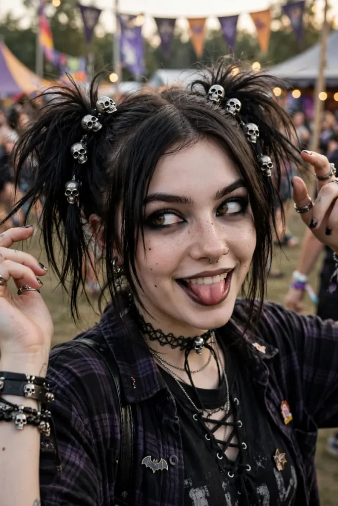 15 Emo Hairstyle Ideas, From 2000s Classics to Grown-Up Emo 10 emo 09 messy pigtails skull clips
