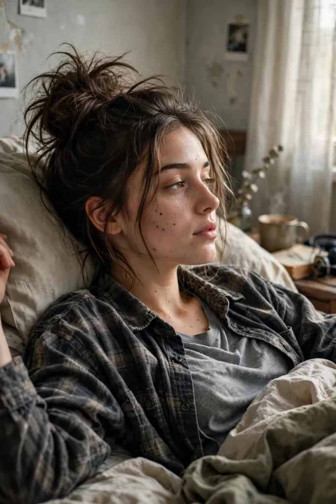 17 Grunge Hairstyle Ideas, Sorted by Where the Texture Comes From 6 grunge 05 slept on messy bun