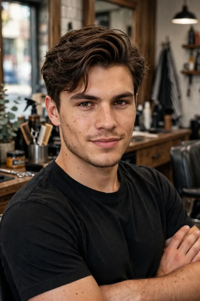15 Medium Men's Hairstyles, Pulled From a Barber's Actual Text Thread With Clients 2 men 01 textured side part