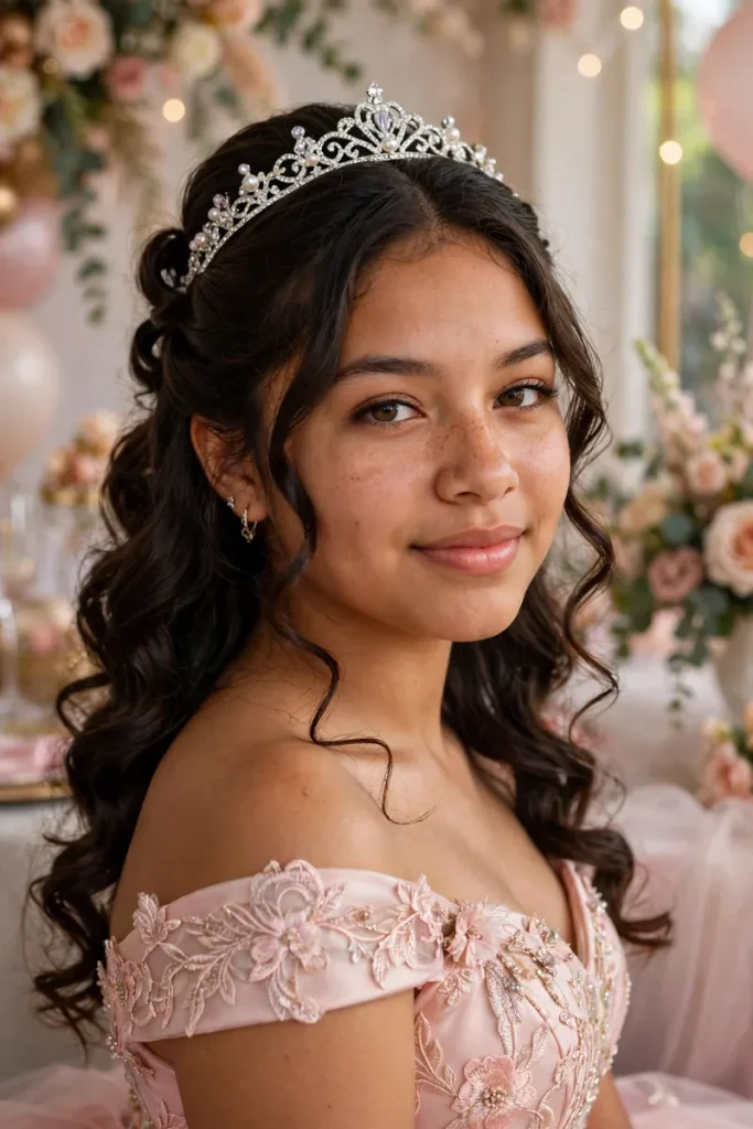 15 Quinceañera Hairstyles ideas, Walked Through Like the Night's Actual Program 2 quince 01 classic halfup tiara