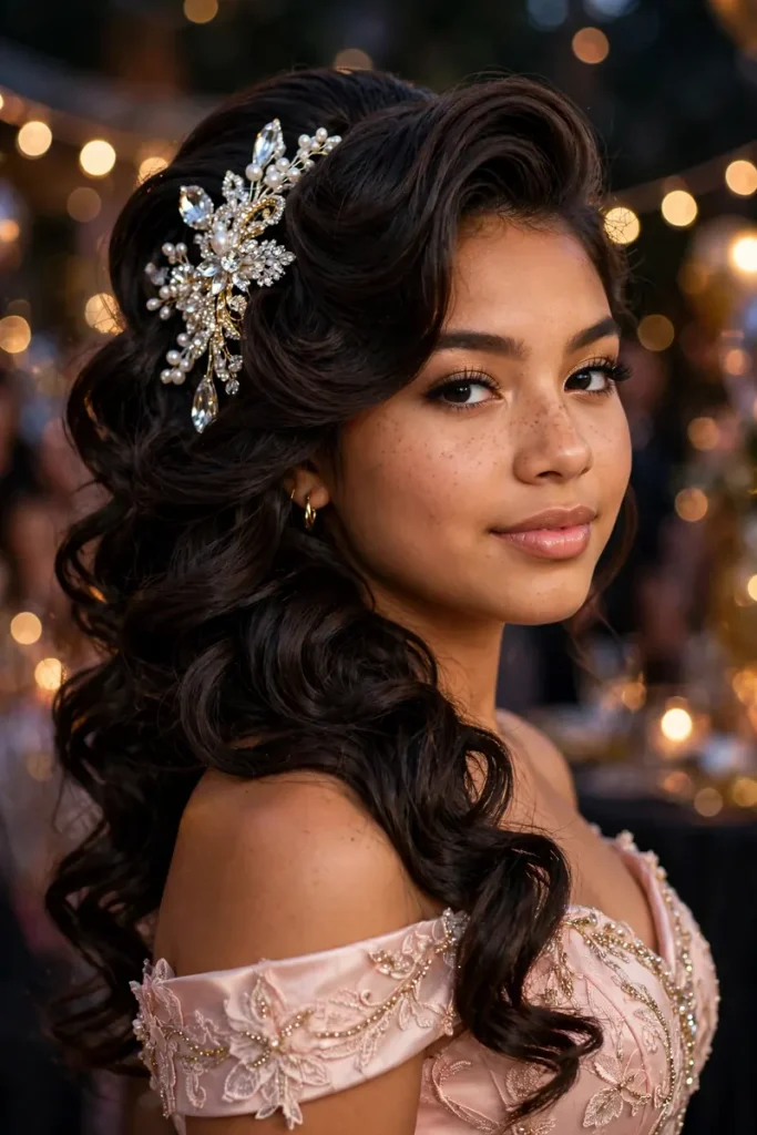 15 Quinceañera Hairstyles ideas, Walked Through Like the Night's Actual Program 5 quince 04 dramatic side swept