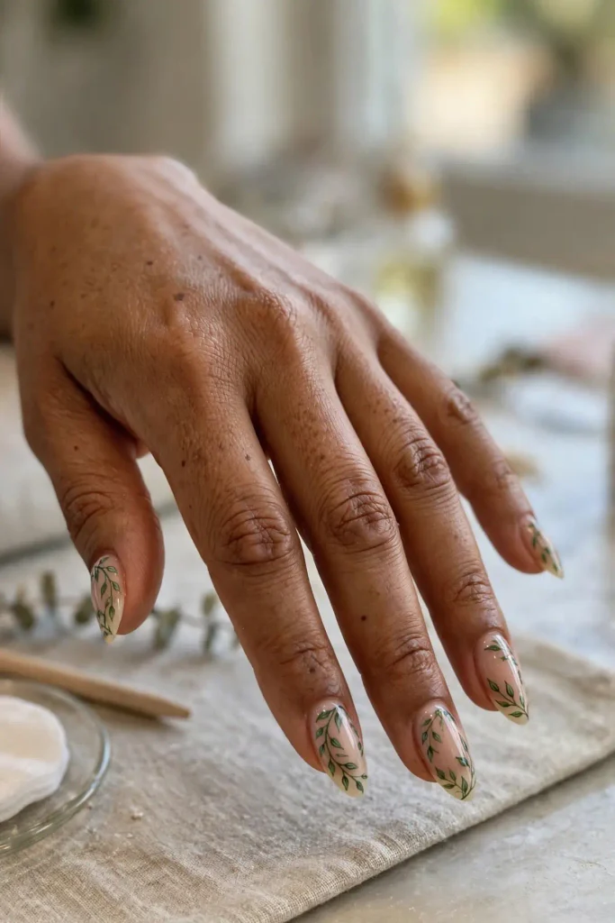 16 Green Summer Nails That Will Make Everyone Stare 4 s02 leafy vines