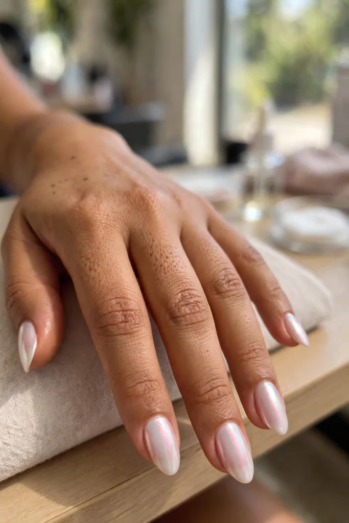 17 Chrome Summer Nails: The Shiniest Season on Record 8 s06 pearl glaze
