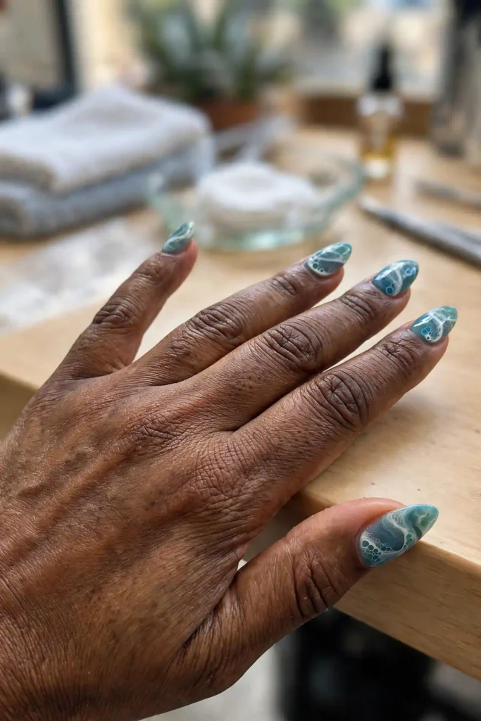16 Green Summer Nails That Will Make Everyone Stare 10 s08 ocean foam