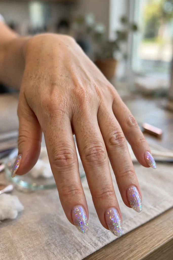 17 Chrome Summer Nails: The Shiniest Season on Record 15 s13 scattered holo glitter