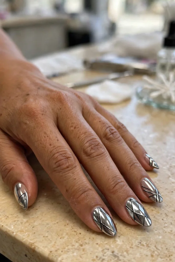 17 Chrome Summer Nails: The Shiniest Season on Record 18 s16 geometric chrome