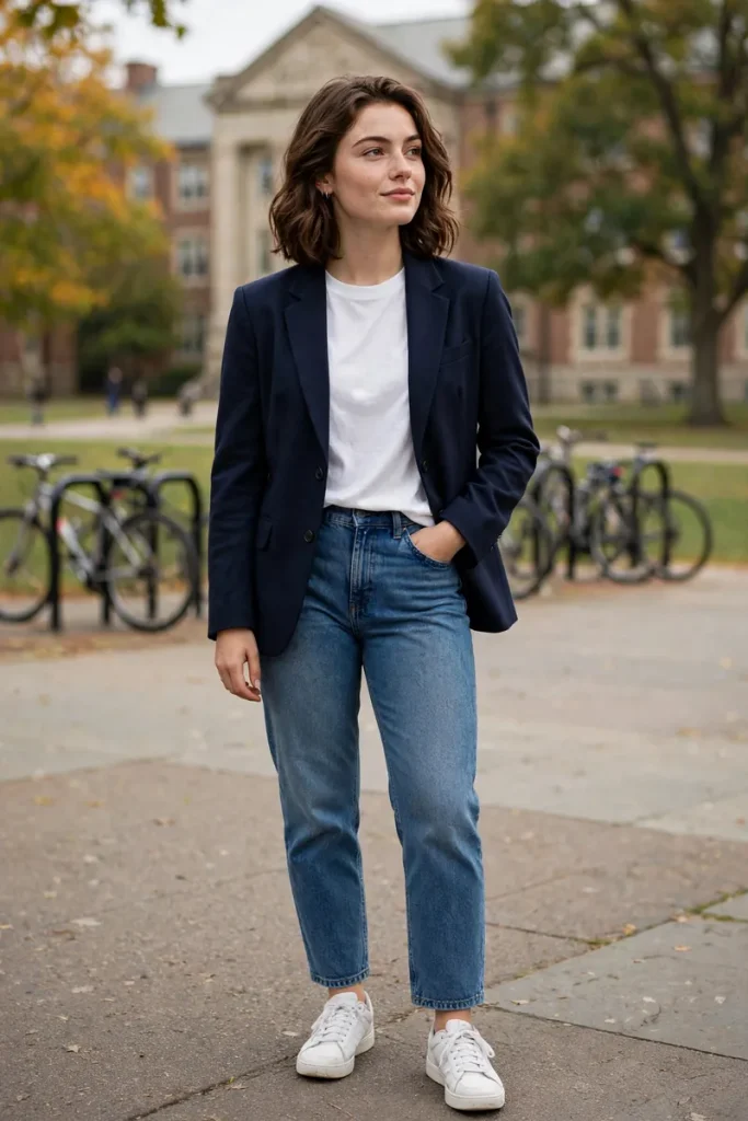 17 School Outfit Ideas (That Aren't Boring) 7 sch 06 blazer tee jeans
