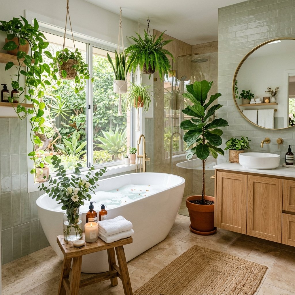 16 Bathroom Remodel Ideas That’ll Make Your Space Look Straight Out of a Luxury Spa 14 Add Greenery for Fresh Spa Energy