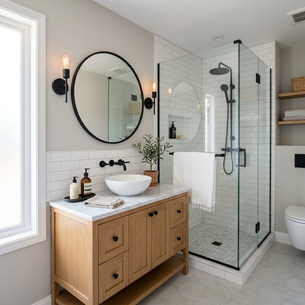 16 Bathroom Remodel Ideas That’ll Make Your Space Look Straight Out of a Luxury Spa 12 Add Matte Black