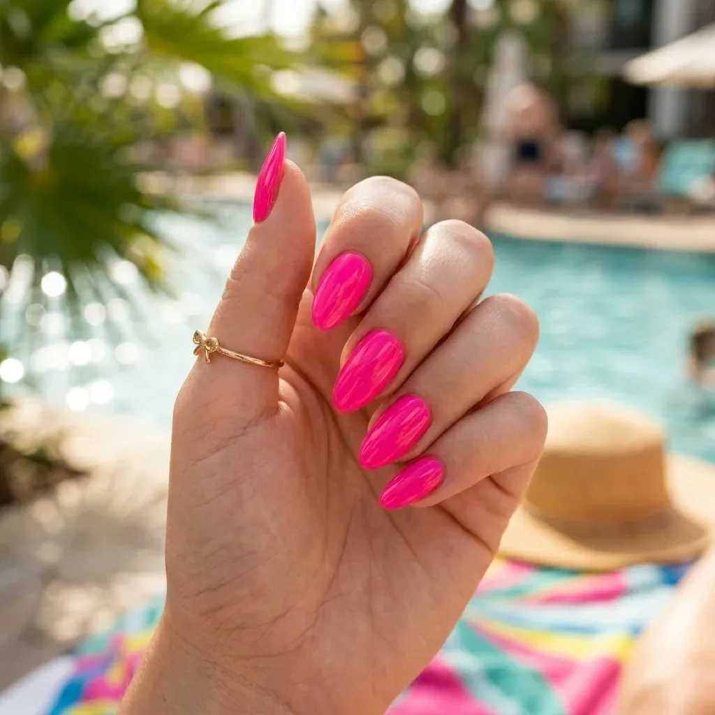 16 Summer Nail Colors Ideas That Are So Cute You’ll Want a Mani ASAP 4 Barbiecore Hot Pink