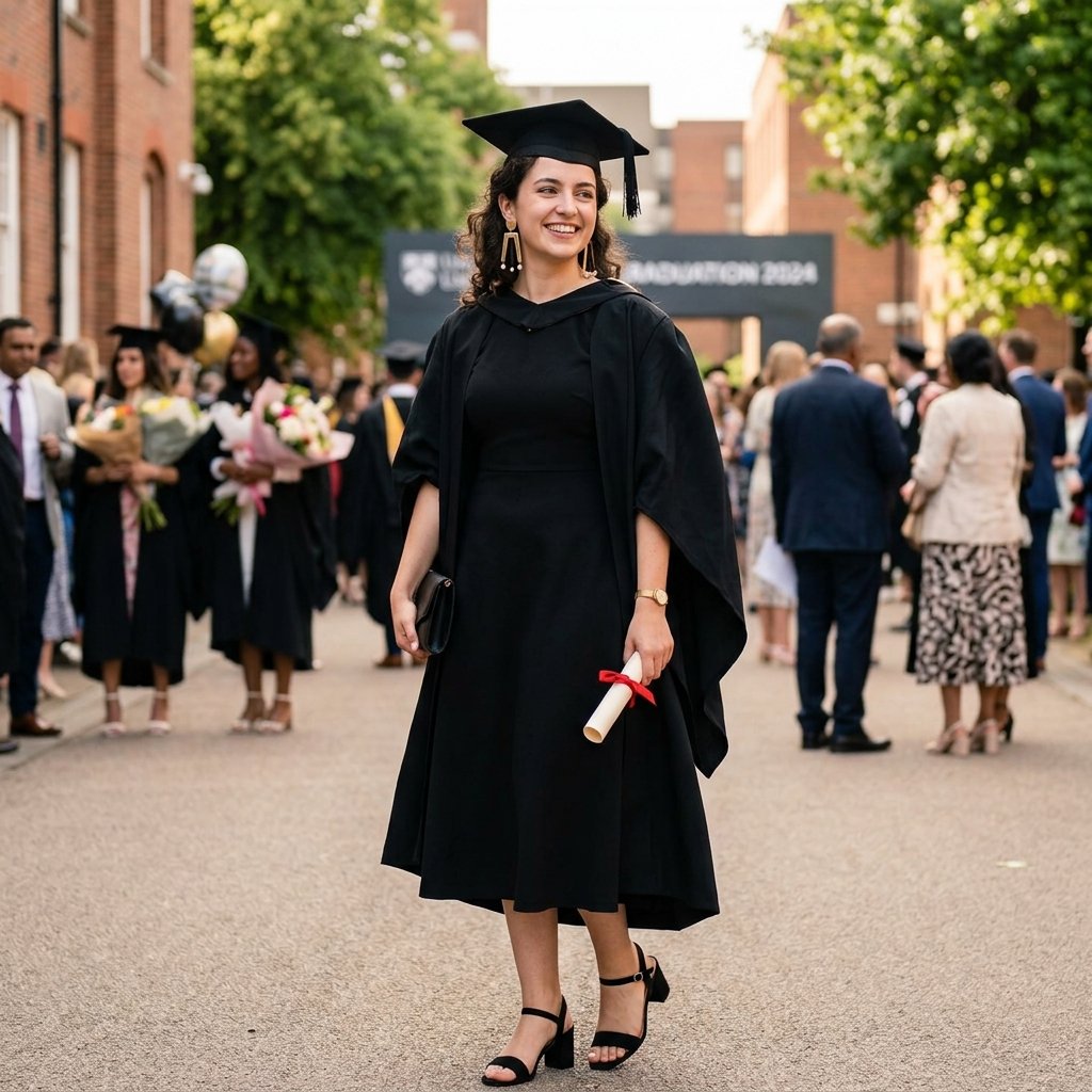16 Graduation Outfit Ideas That’ll Have You Looking Expensive in Every Cap-and-Gown Photo 8 Black Dress Statement Earrings