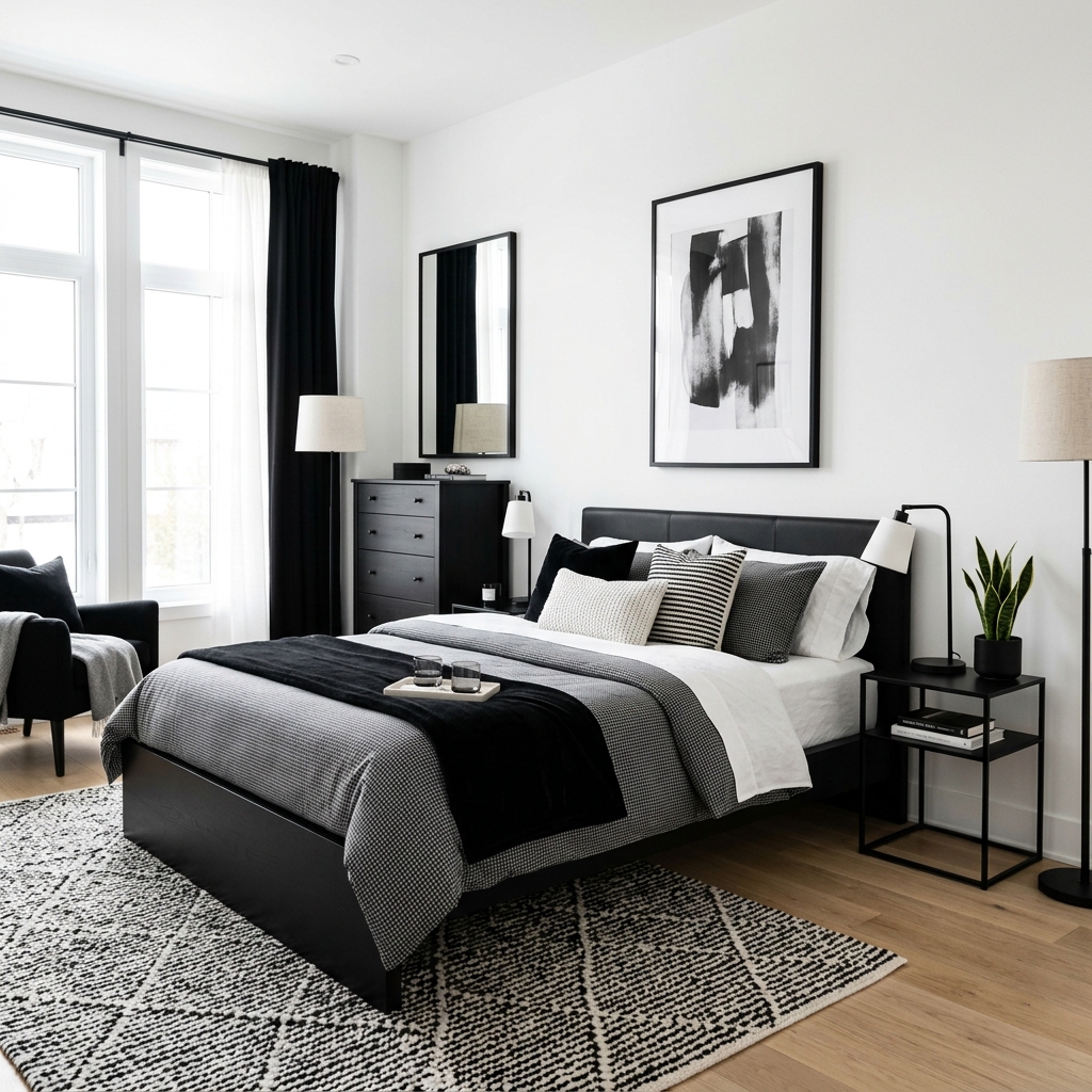 18 Black and White Bedroom Ideas That Look Straight Out of a Pinterest Dream 10 Black Furniture Against Bright White Walls