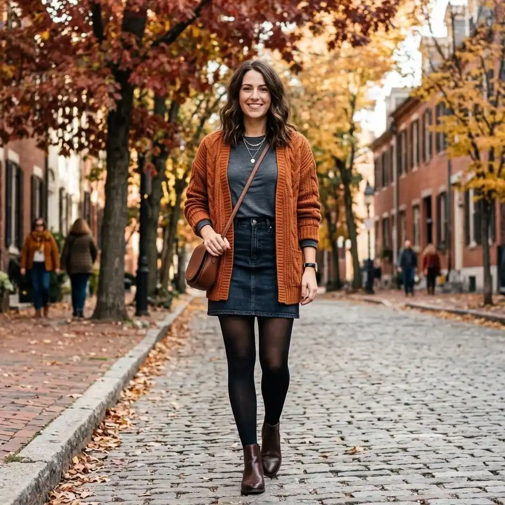 17 Fall Outfit Ideas That Make You Look Instantly Put Together Without Trying Too Hard 13 Cardigan Mini Skirts