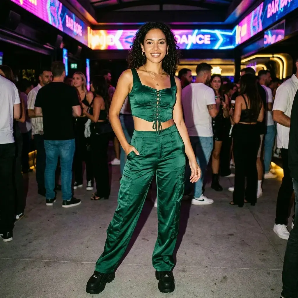 16 Party Outfit Ideas That Make You Look Instantly Cool Without Trying Too Hard 11 Cargo Pants Crop Top