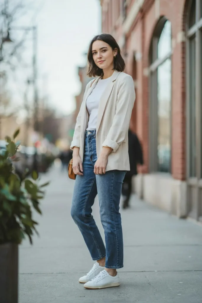 18 Casual Outfit Ideas That Look Effortless, Stylish, and Secretly Put-Together 14 Casual Blazer T Shirt Jeans