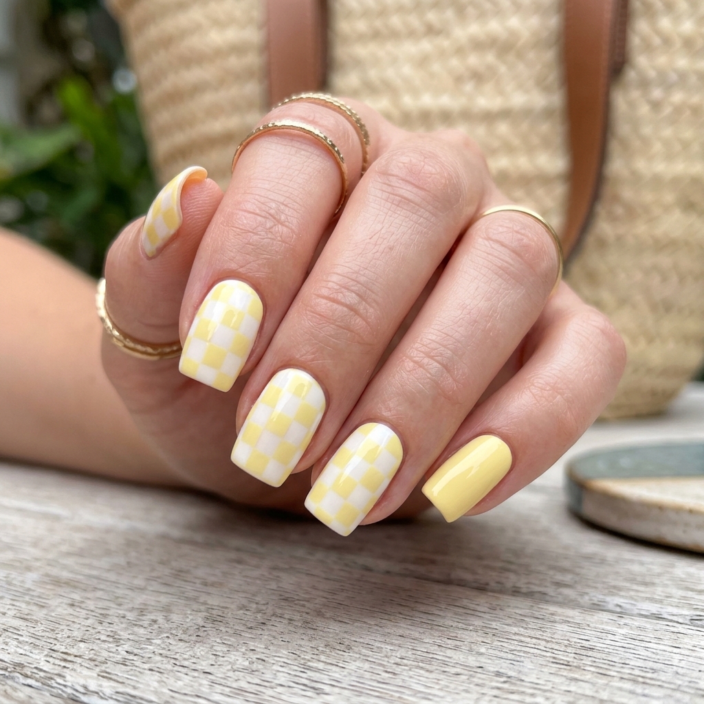 14 Summer Nail Design Ideas That Are So Cute You’ll Book a Mani ASAP 11 Checkerboard Nails