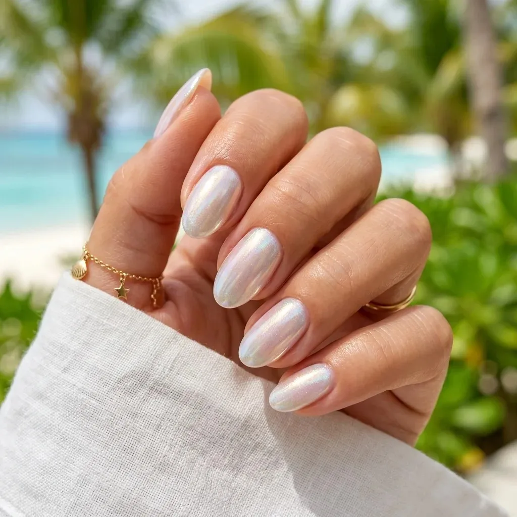 18 Summer Holiday Nails Ideas That’ll Make Your Hands the Main Character 7 Chrome Glazed Donut Nails