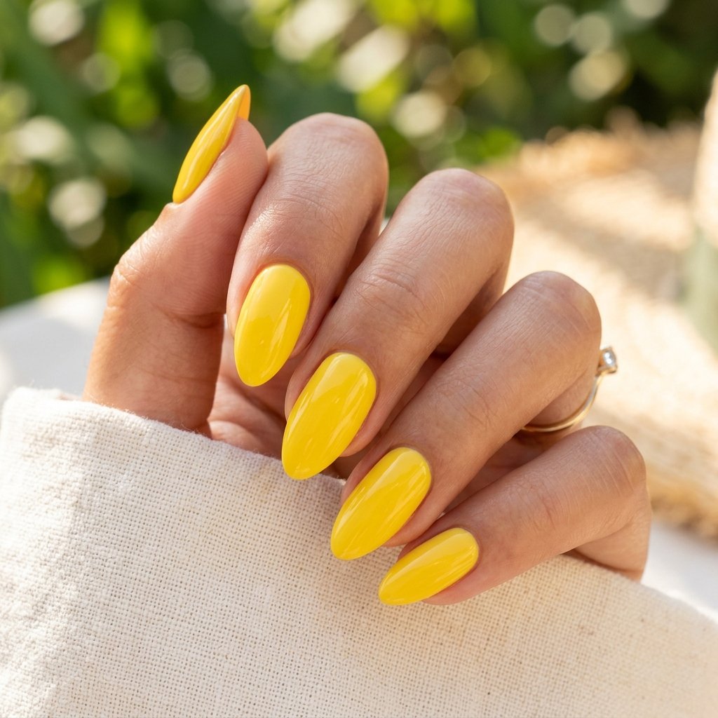 17 Yellow Summer Nails Ideas That Will Instantly Make Your Hands Look Expensive (Yes, Really) 2 Classic Glossy Sunshine Yellow nails