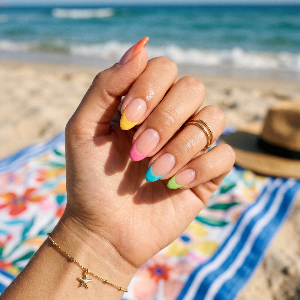 18 Summer Holiday Nails Ideas That’ll Make Your Hands the Main Character 16 Clear Nails with Colorful Tips